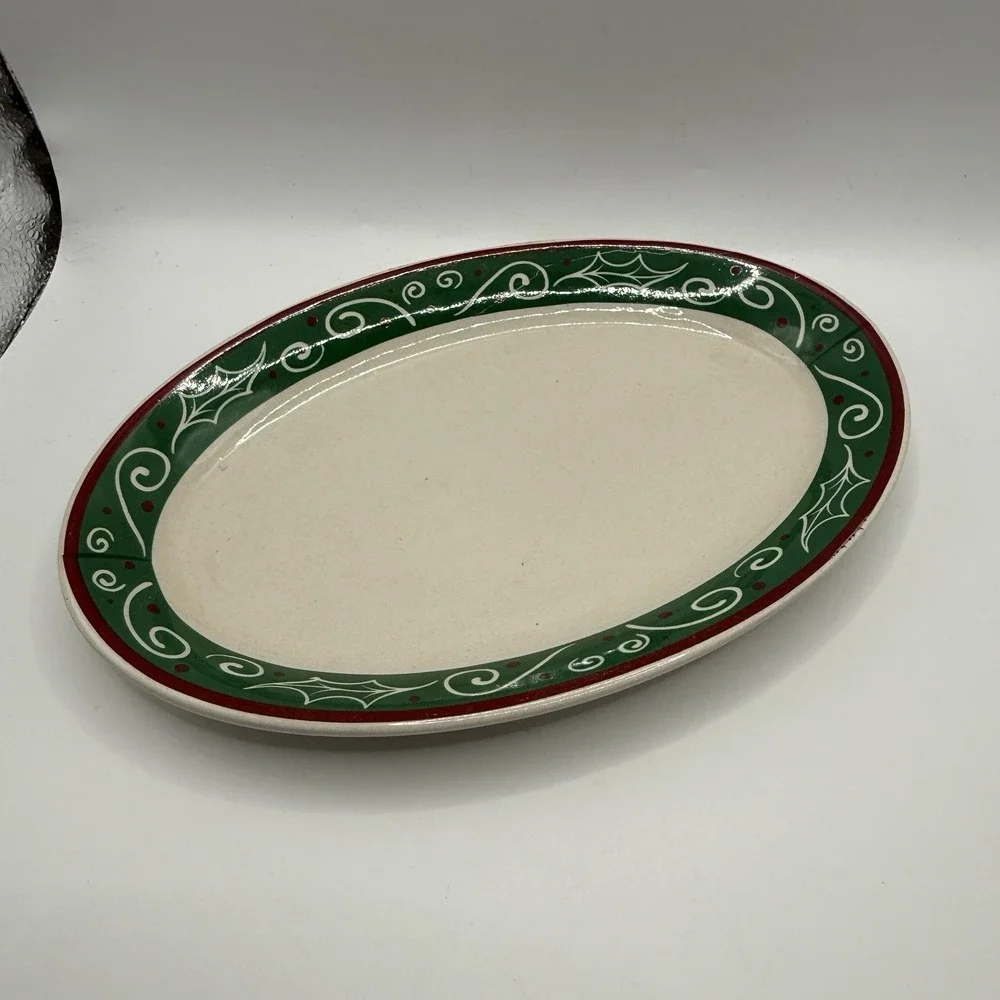 Royal Seasons‎ 5 Piece Stoneware Accessory Set Christmas Holiday Snowmen Green